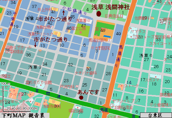 浅草観音裏地域地図